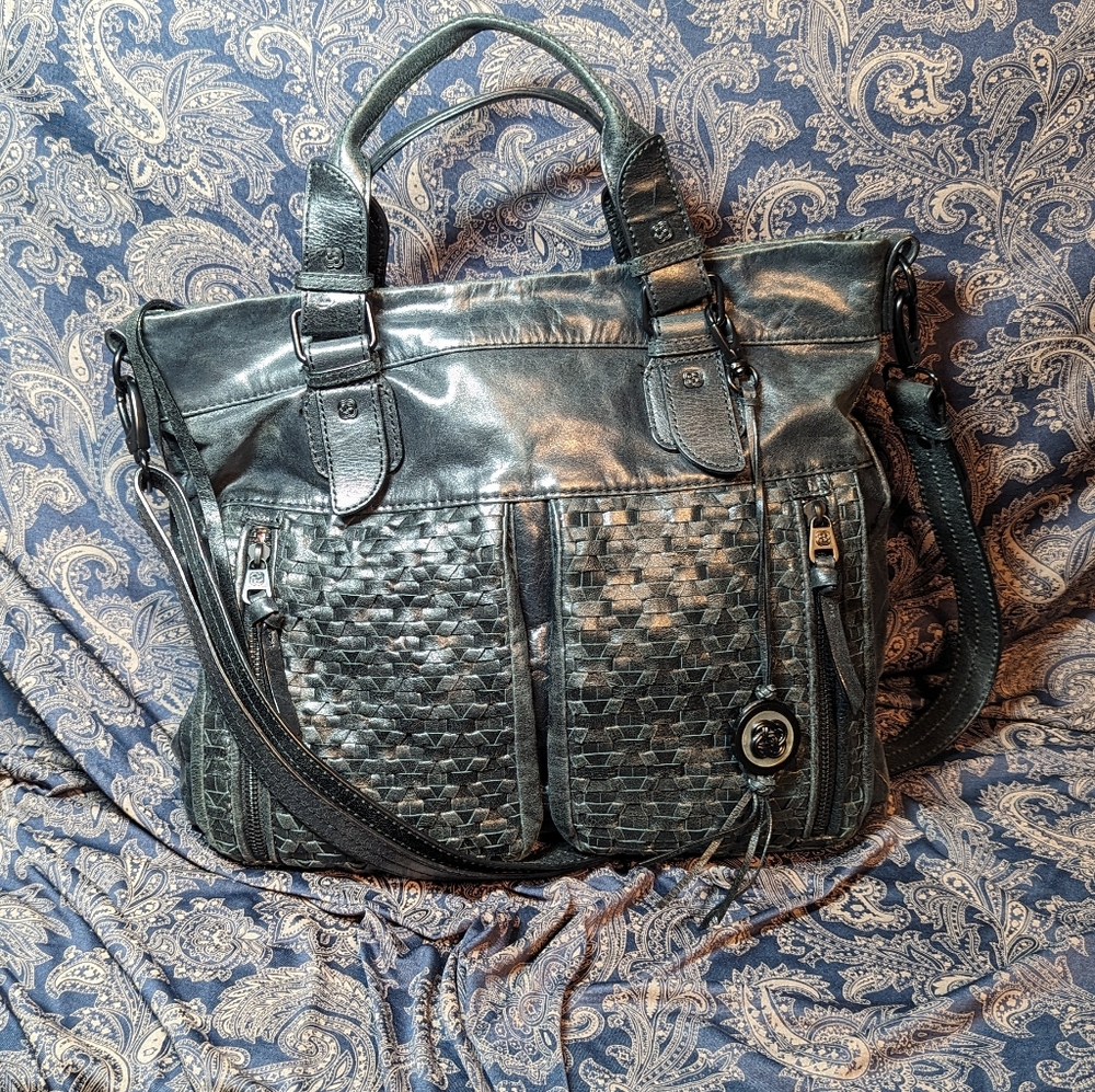 Elliott Lucca Black Braided Leather Bag